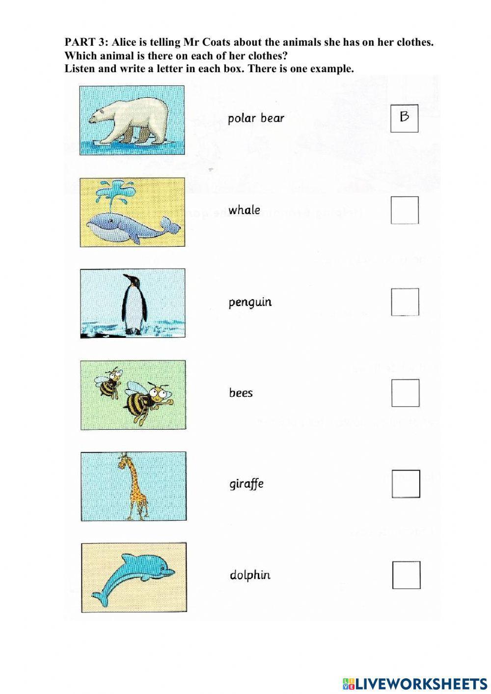 Idict 2-Test unit 1-Animal-Listening test