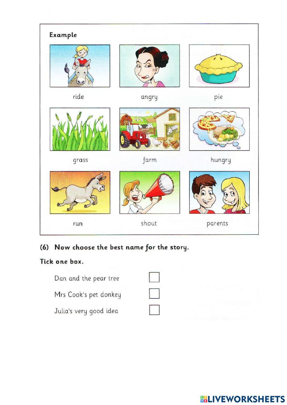 Idict 2-Test unit 1-Animals-Reading and writing test part 1