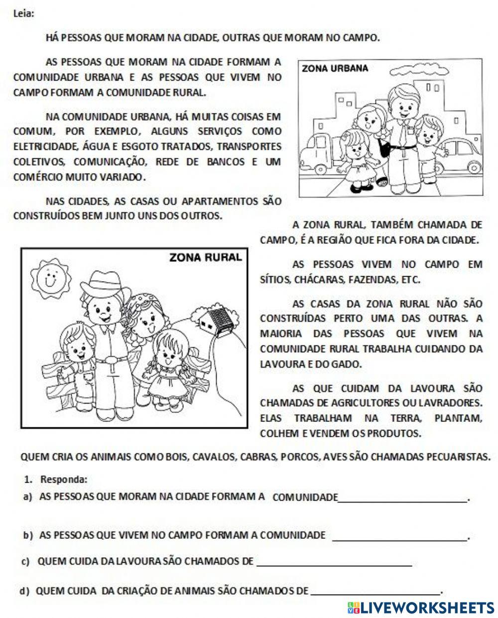 Zona rural e zona urbana