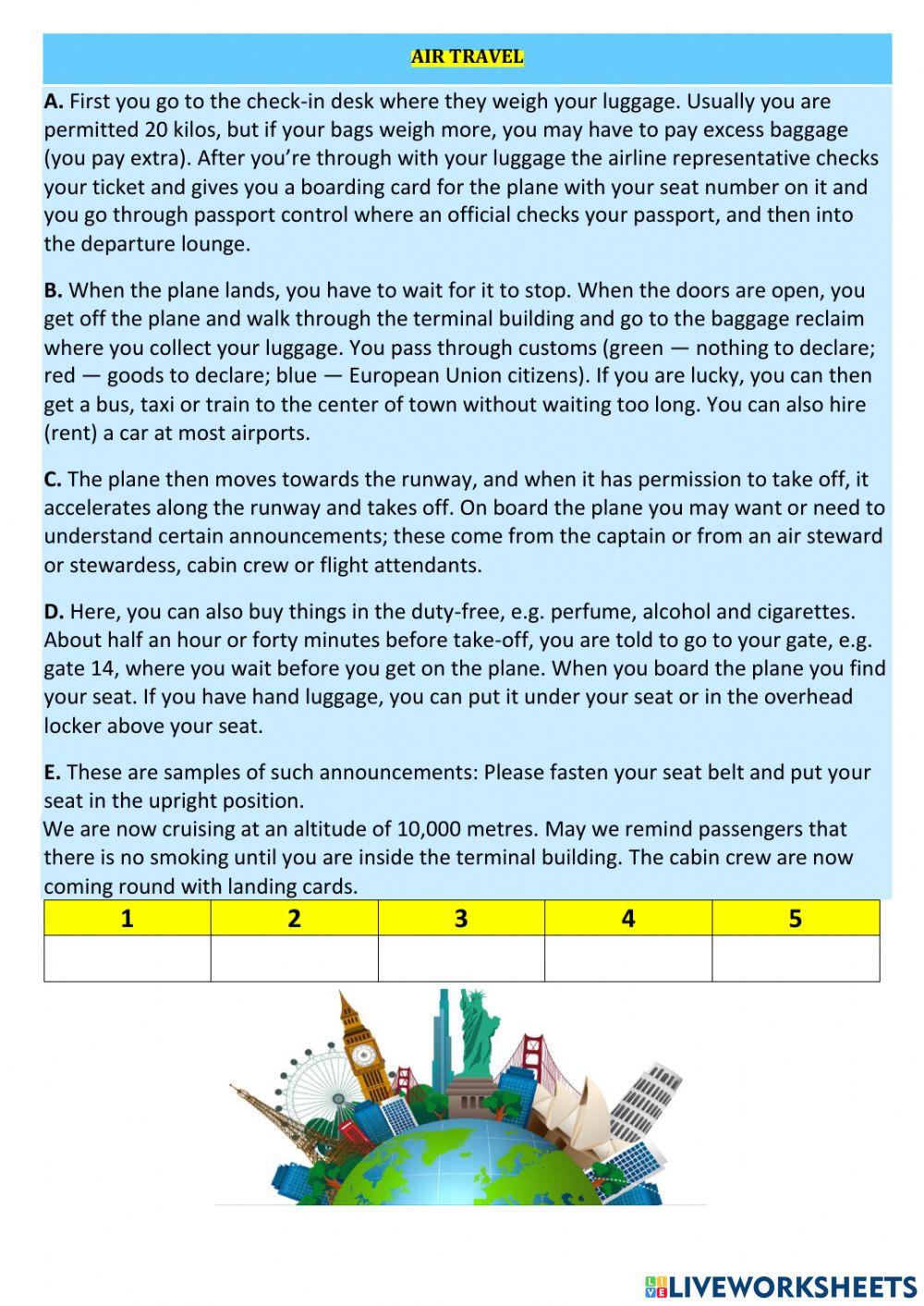 Form 9-11. Reading -Air Travel-