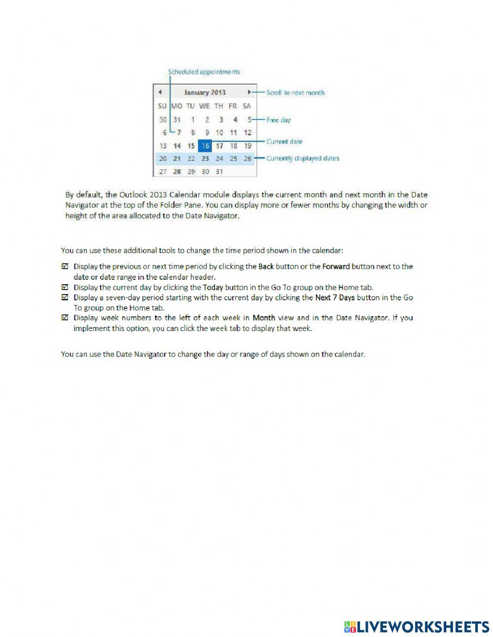 Lesson 15  Working with the Calendar