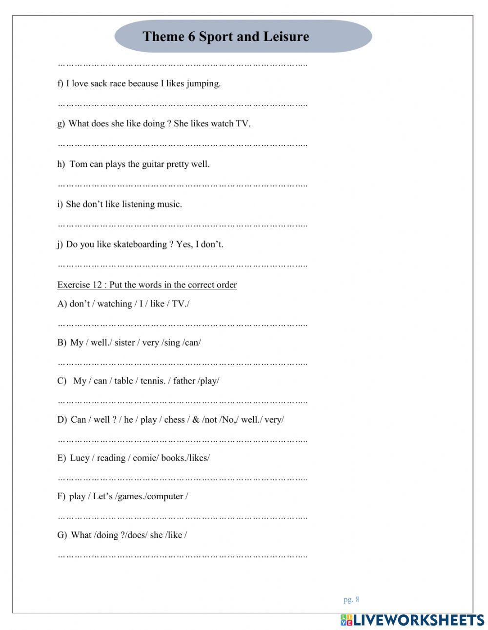 Smart start 4 theme 6 SPORTS AND LEISURE