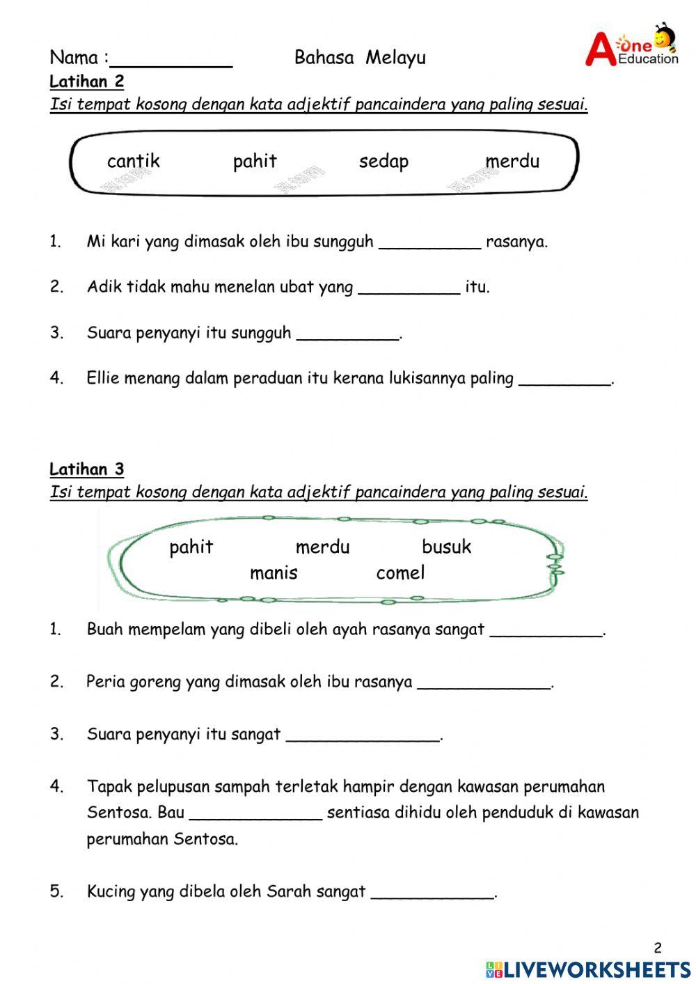 Kata Adjektif Pancaindera