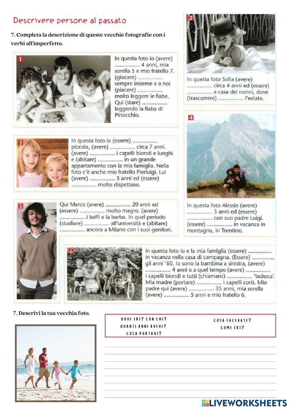 Imperfetto - verbi regolari + avere-essere