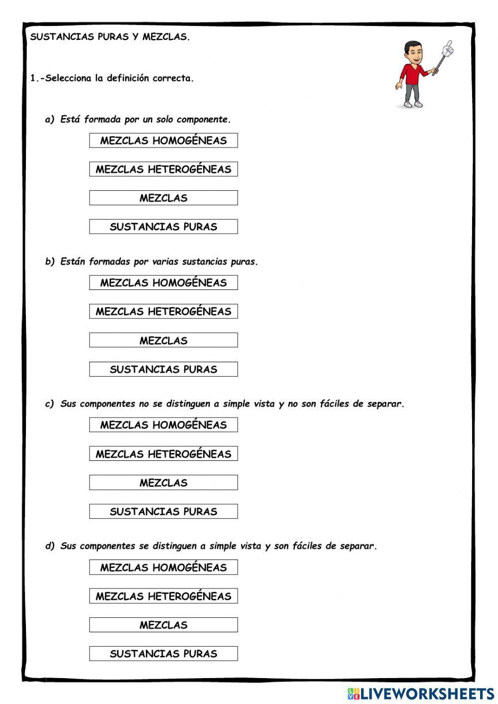 Sustancias puras y mezclas