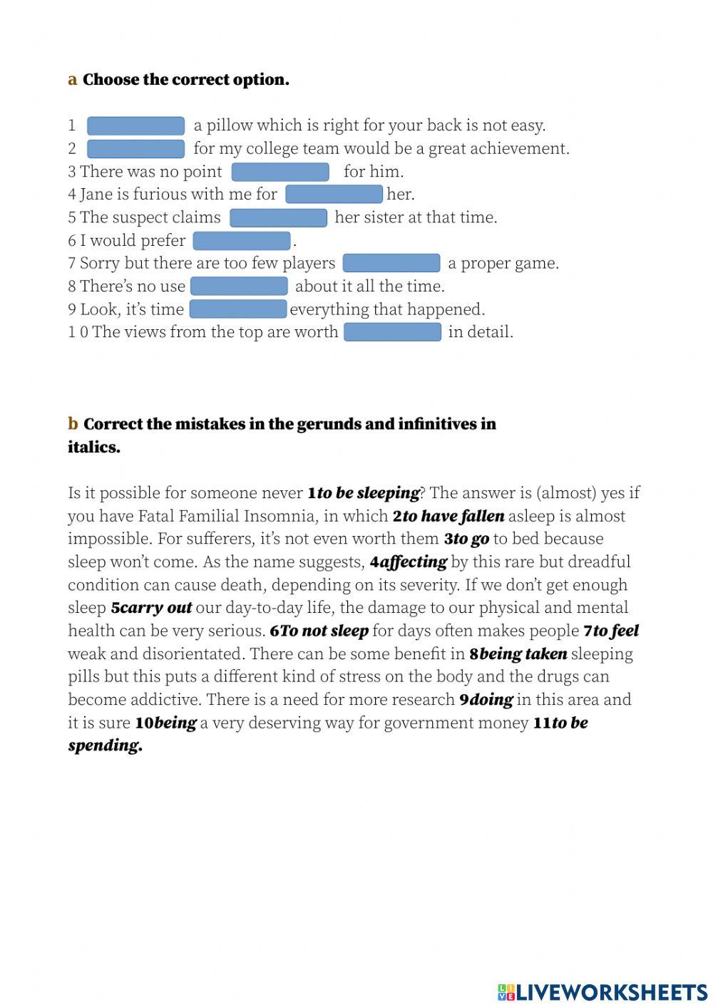 Unit 8 Grammar (gerund) exercise