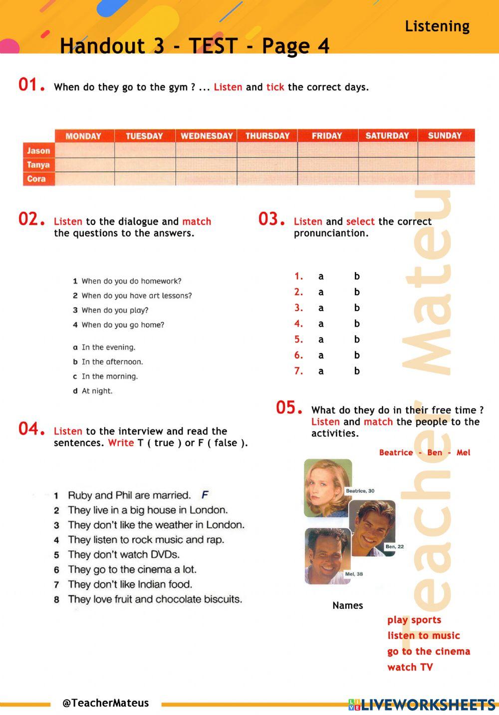 Handout 3 - TEST - Page 4 - Listening