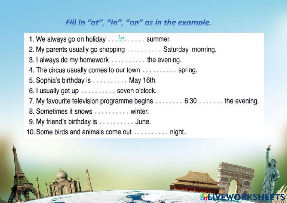 Prepositions of time