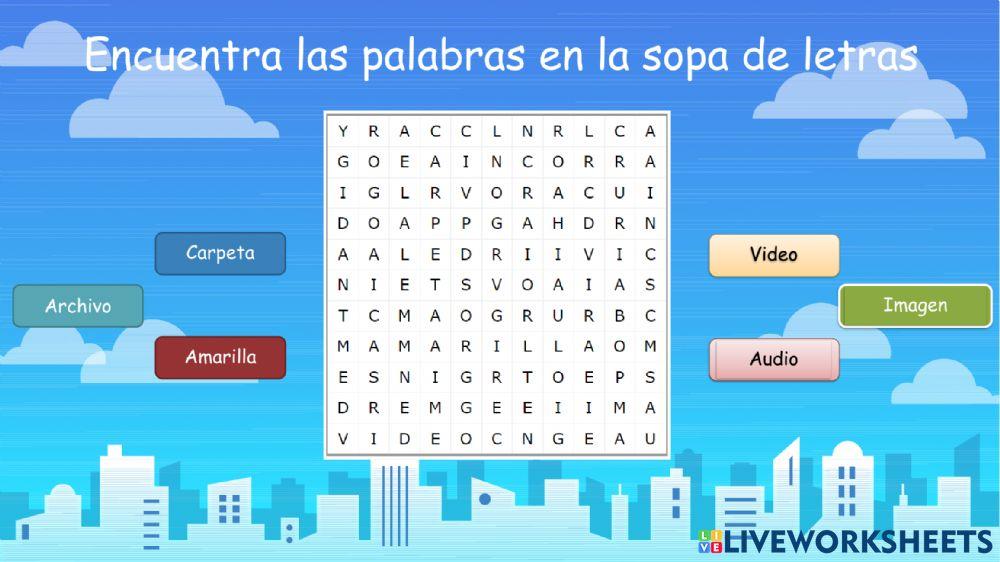 Sopa de letras - Archivos y carpetas