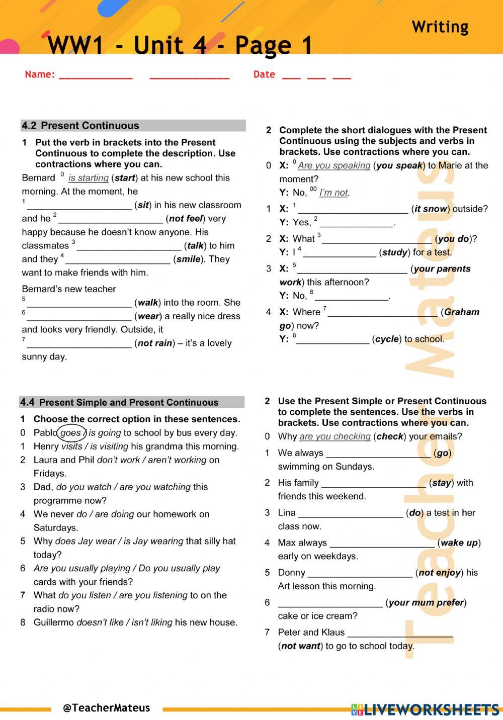 WW1 - Unit 4 - Page 1