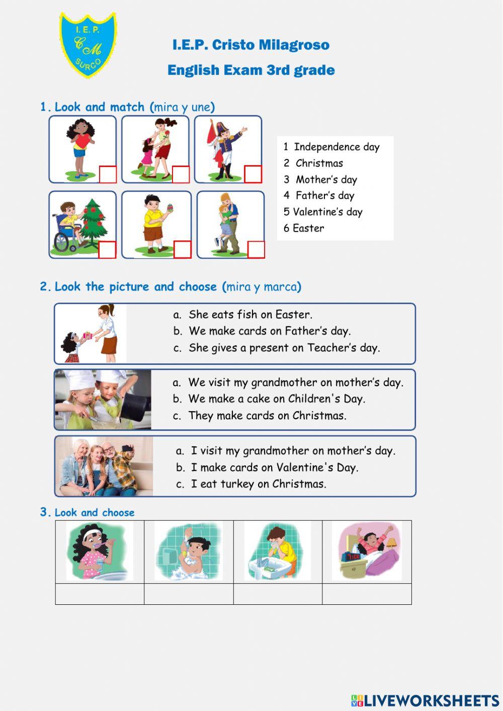 English exam 1st bimonthly