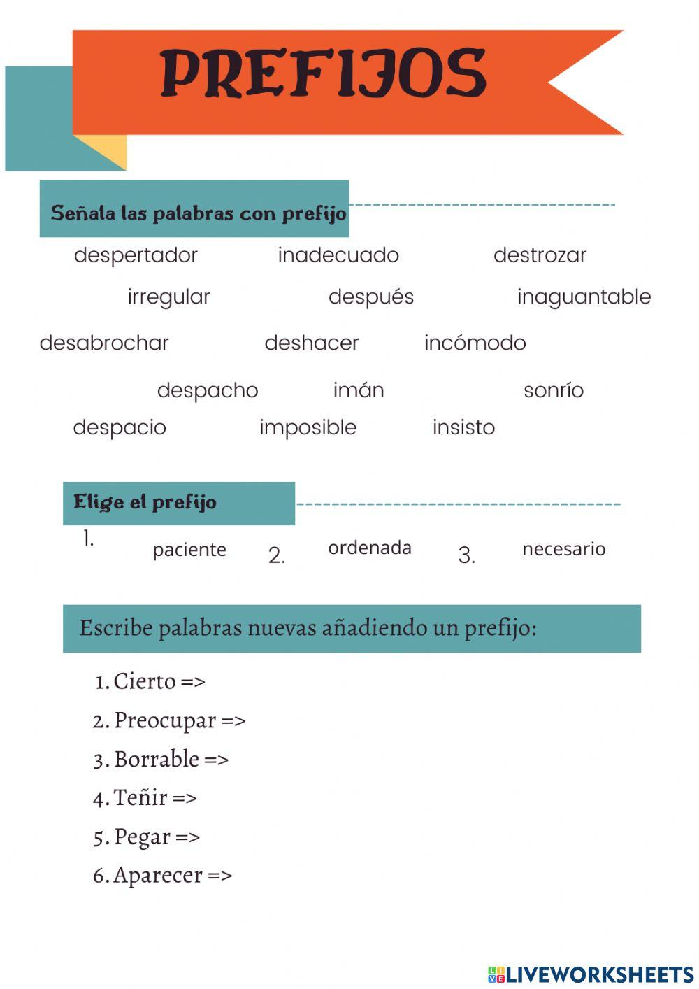 Repaso verbos y prefijos
