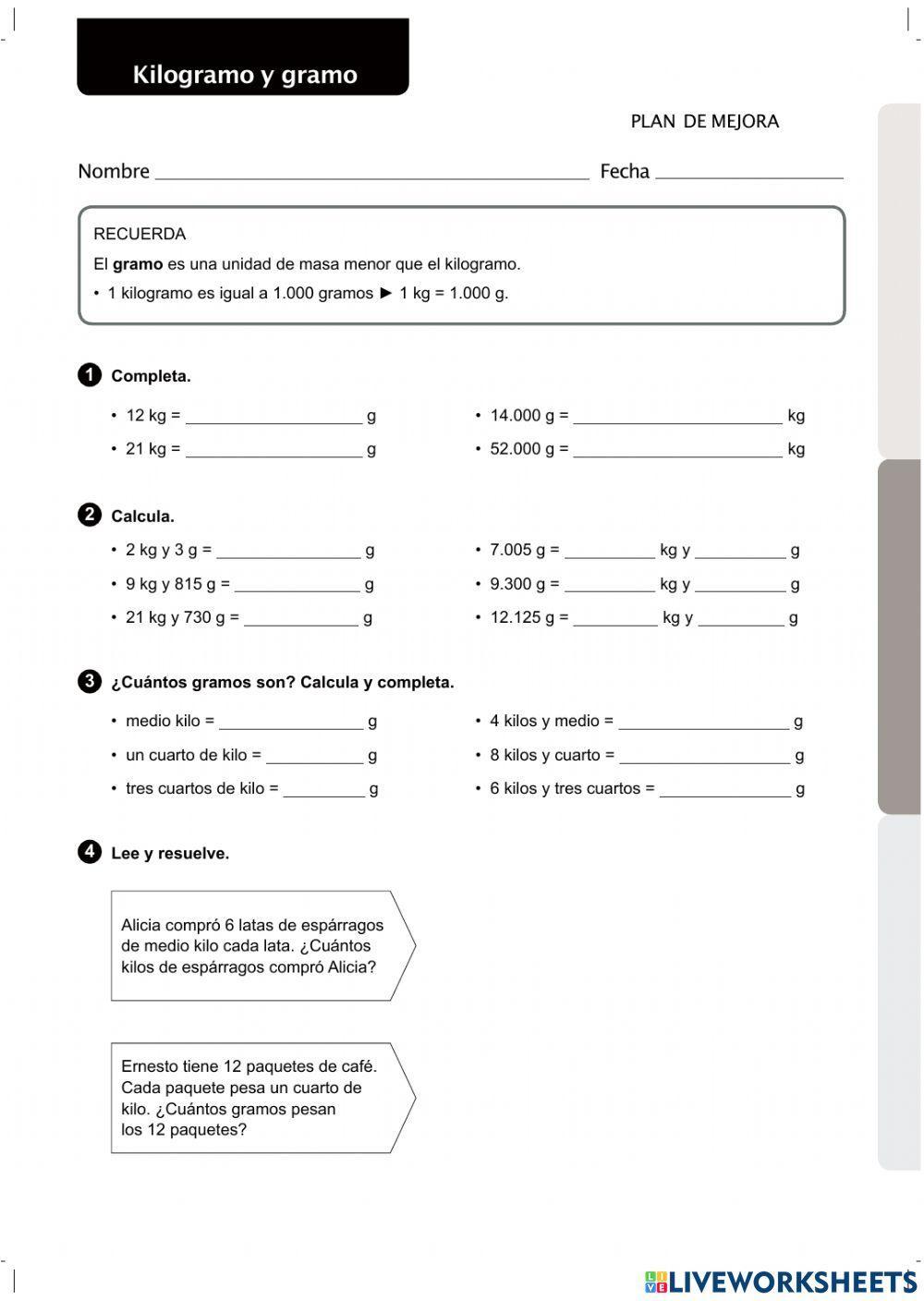 Fichas unidades capacidad y masa
