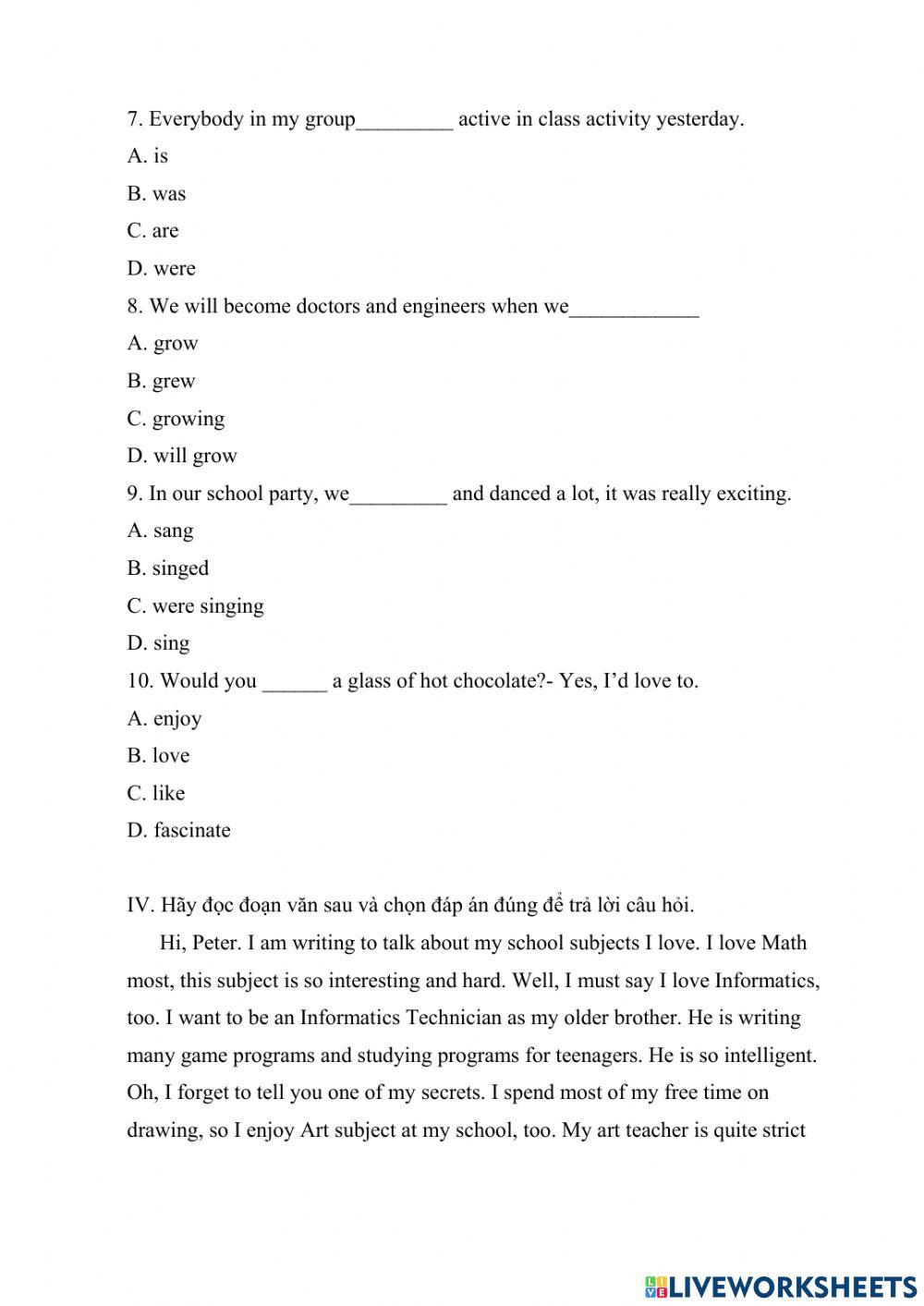Đề luyện số 26 lớp 6 trường Amsterdam