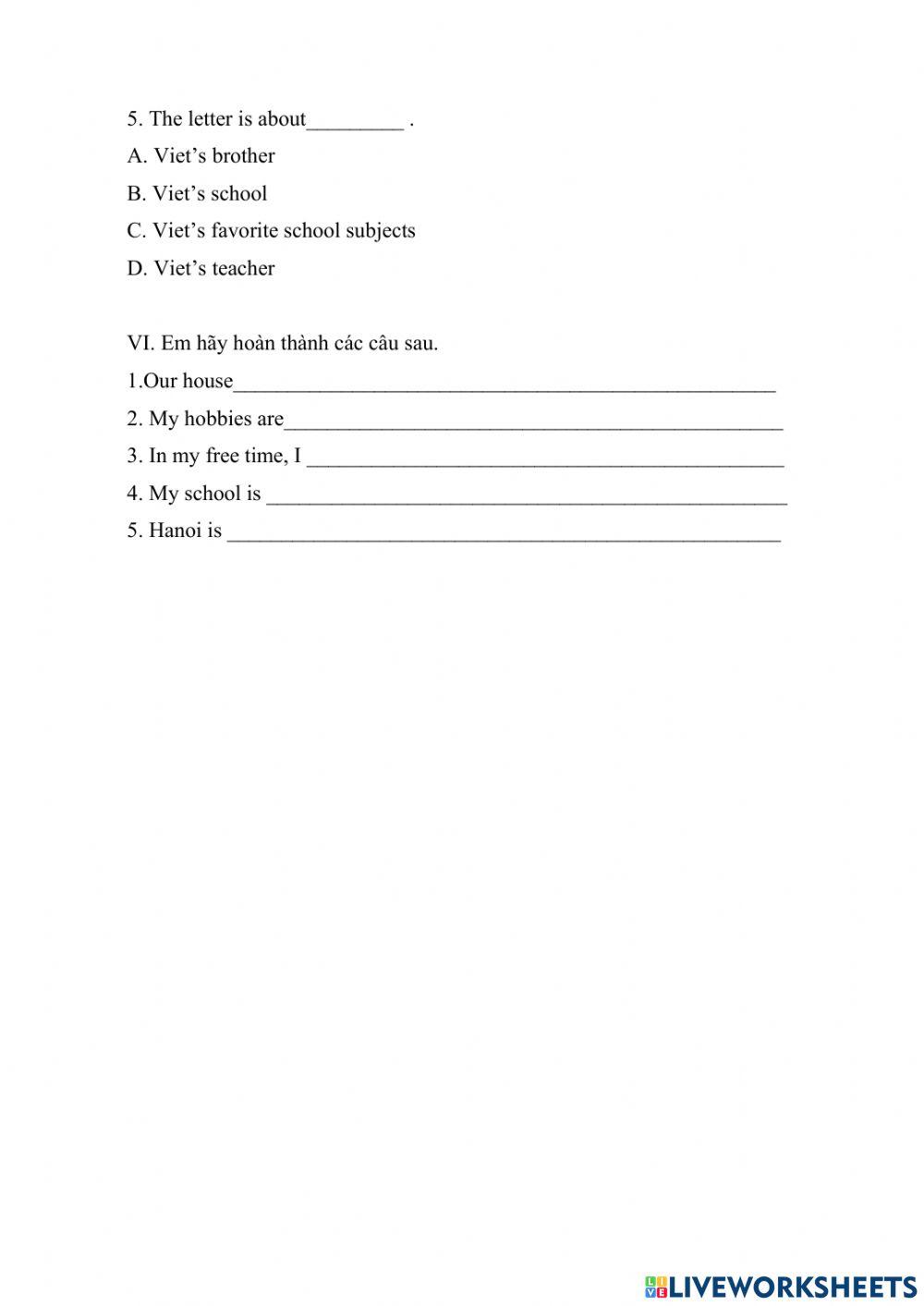 Đề luyện số 26 lớp 6 trường Amsterdam