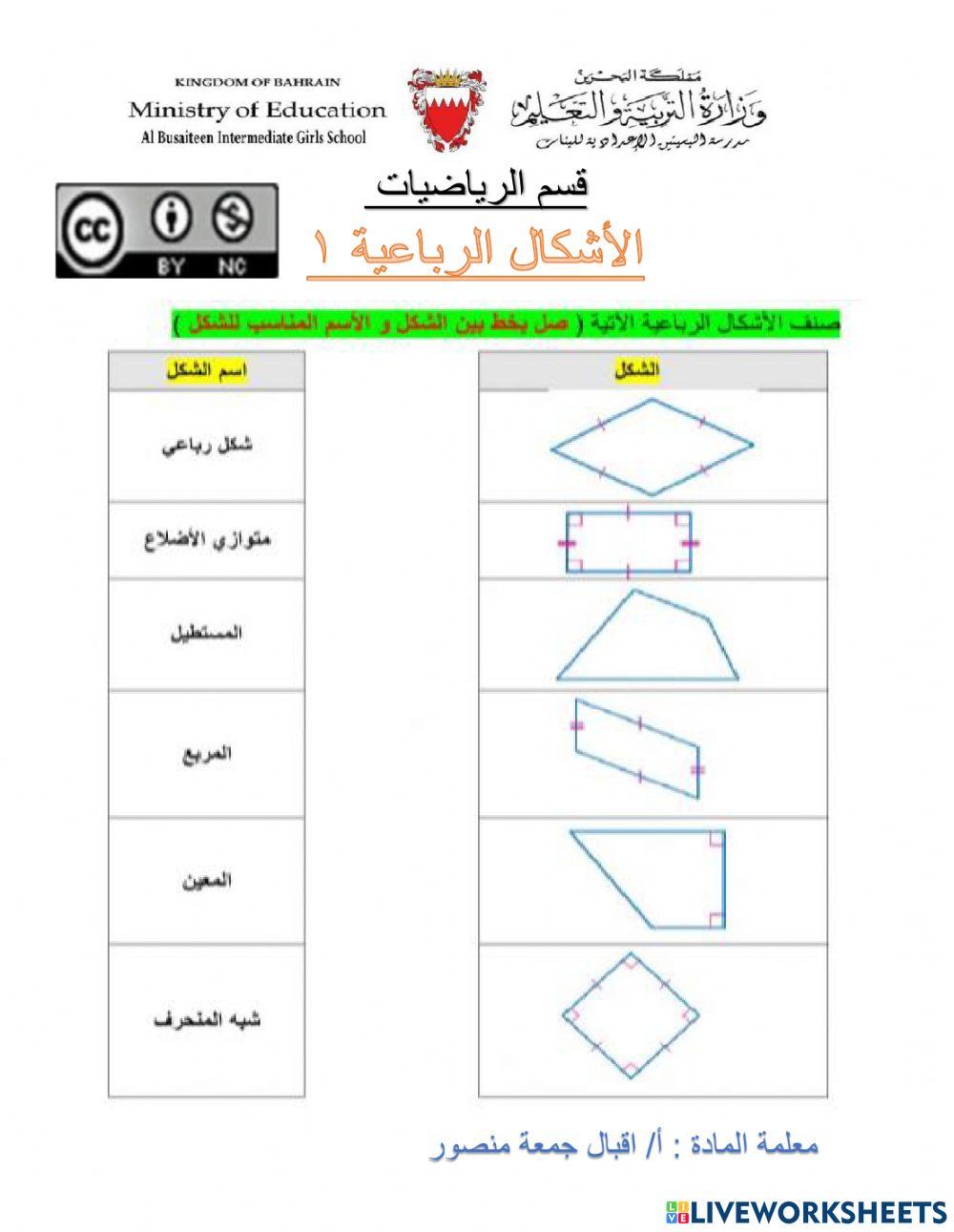الاشكال الرباعية 1