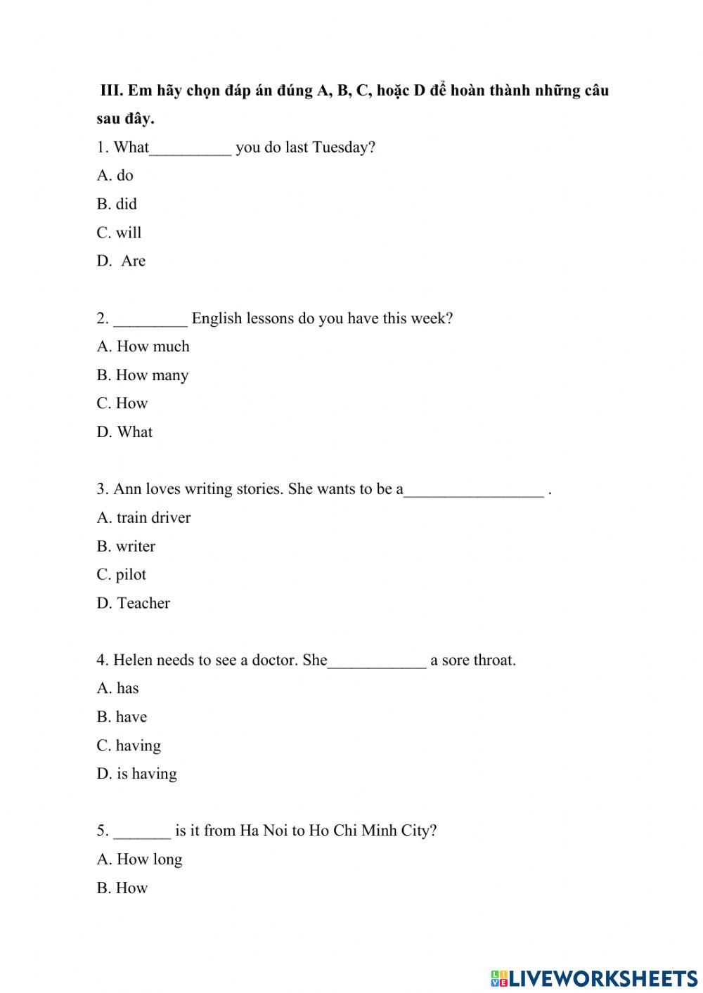 Đề luyện số 28 lớp 6 trường Amsterdam