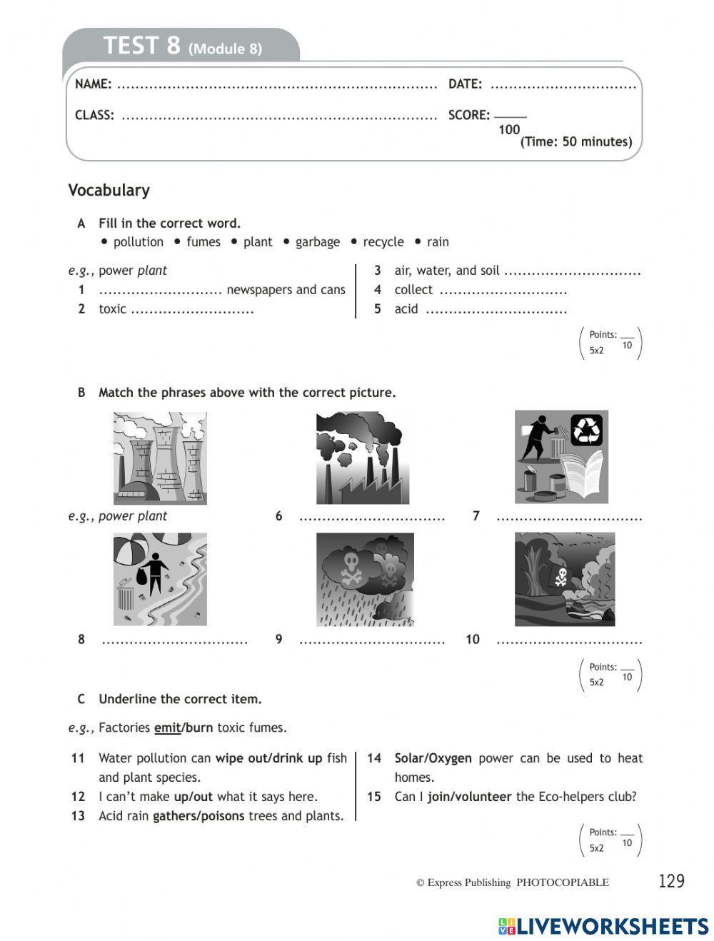 Grade 8 - Module Test 8 online exercise for | Live Worksheets