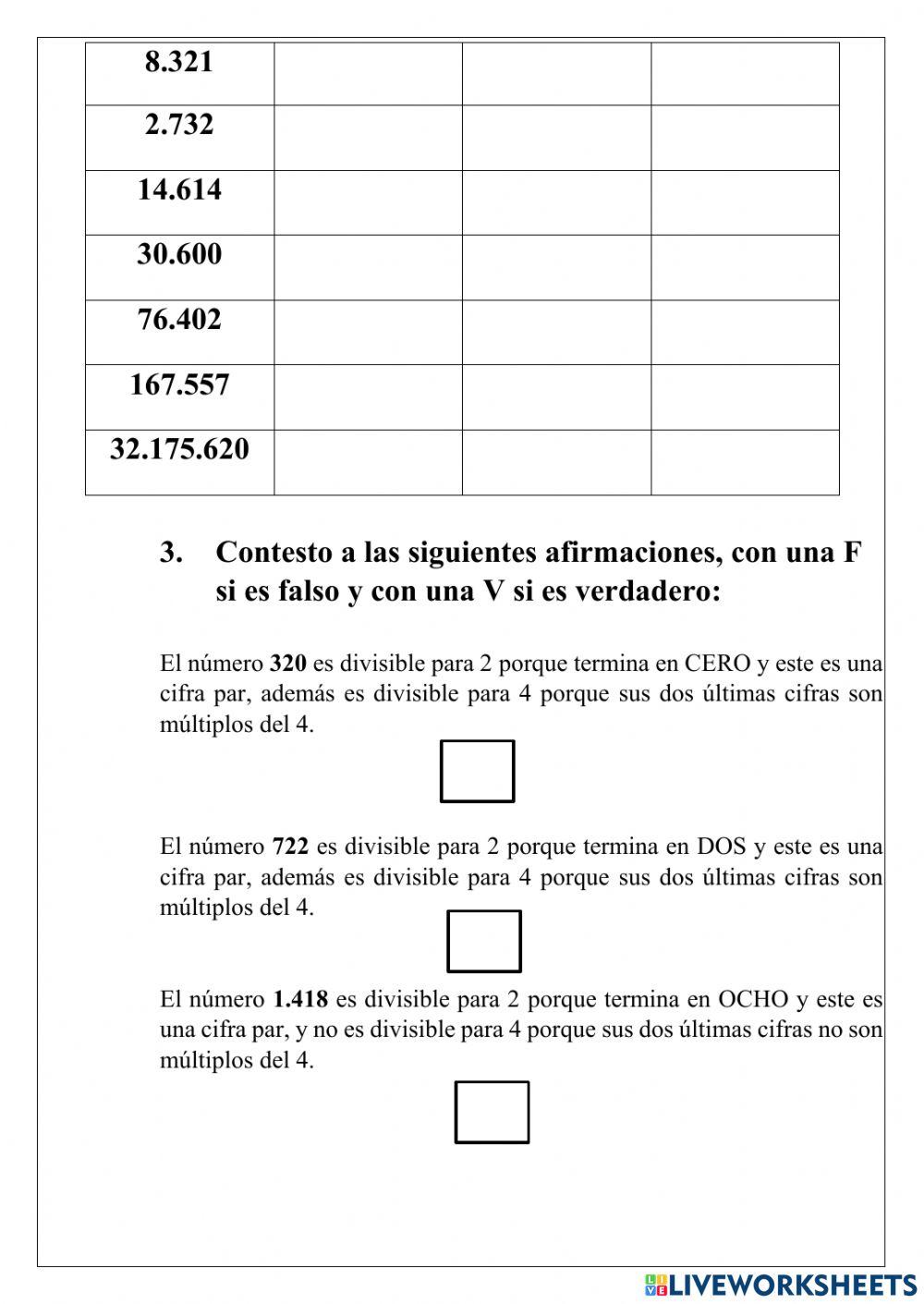 Divisibilidad para 2 y 4
