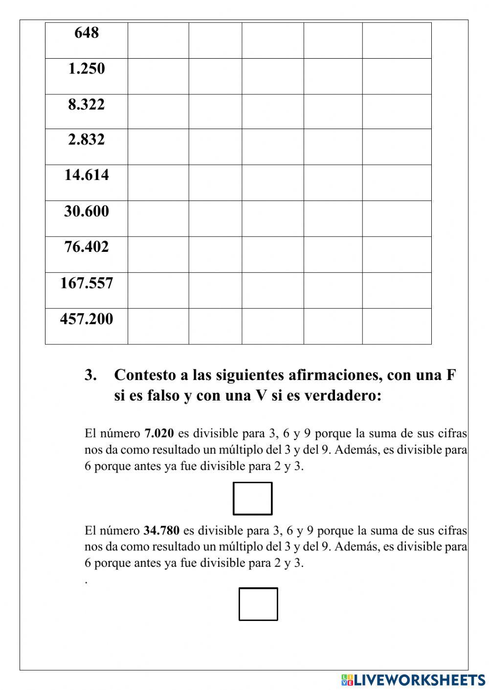 Divisibilidad para 3, 6 y 9