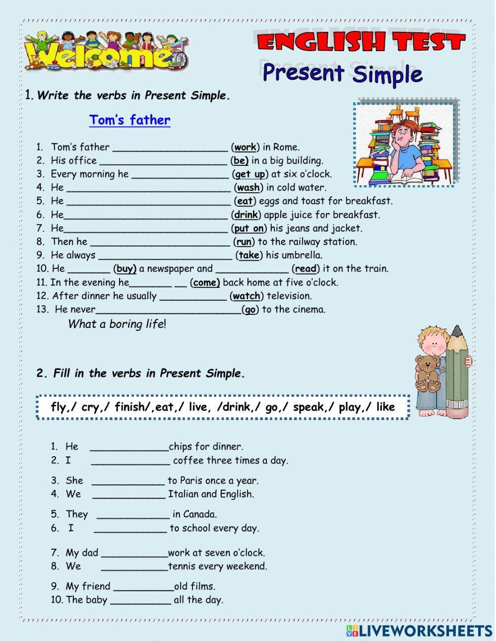Esl present tense worksheet