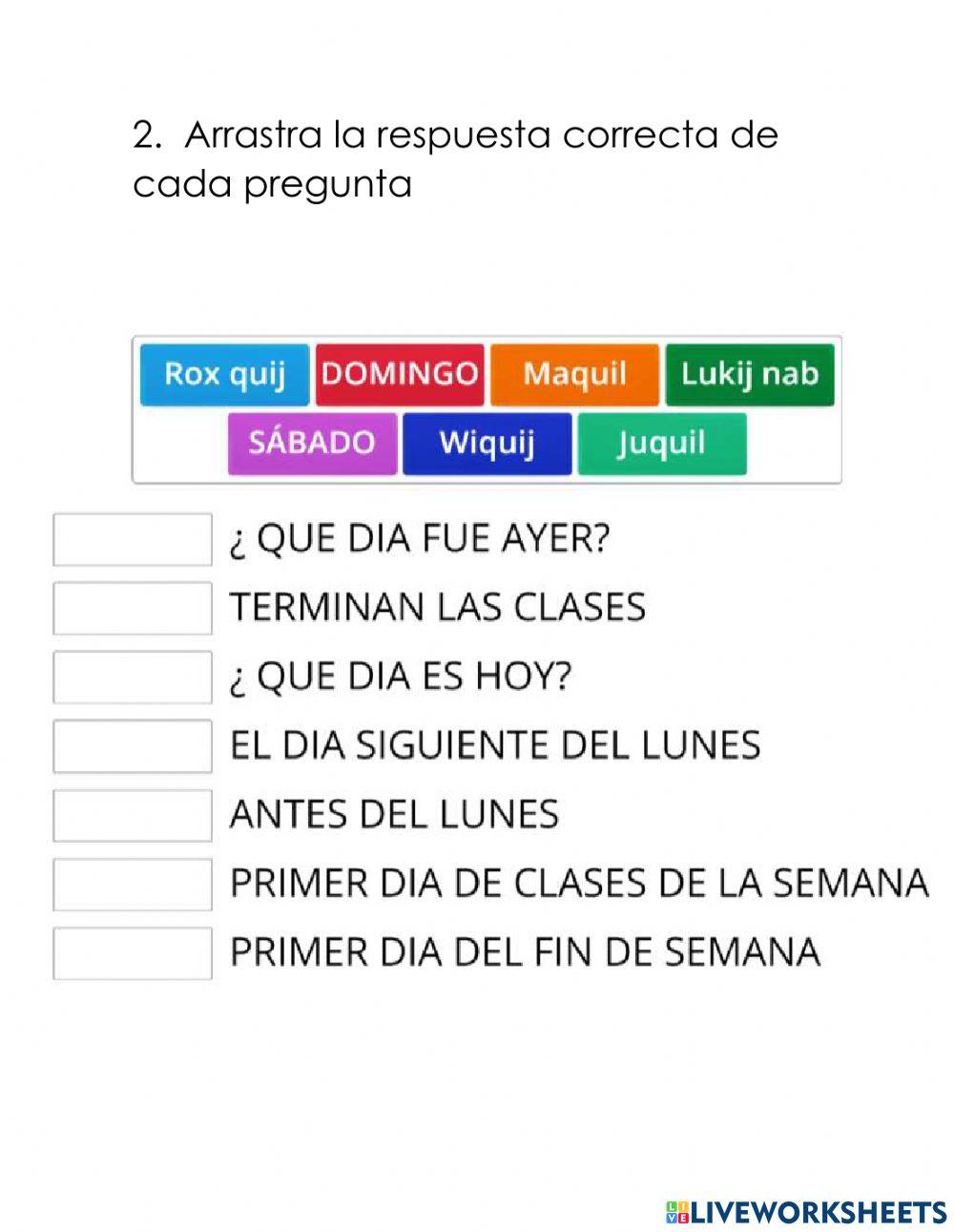 Los dias de la semana kaqchikel