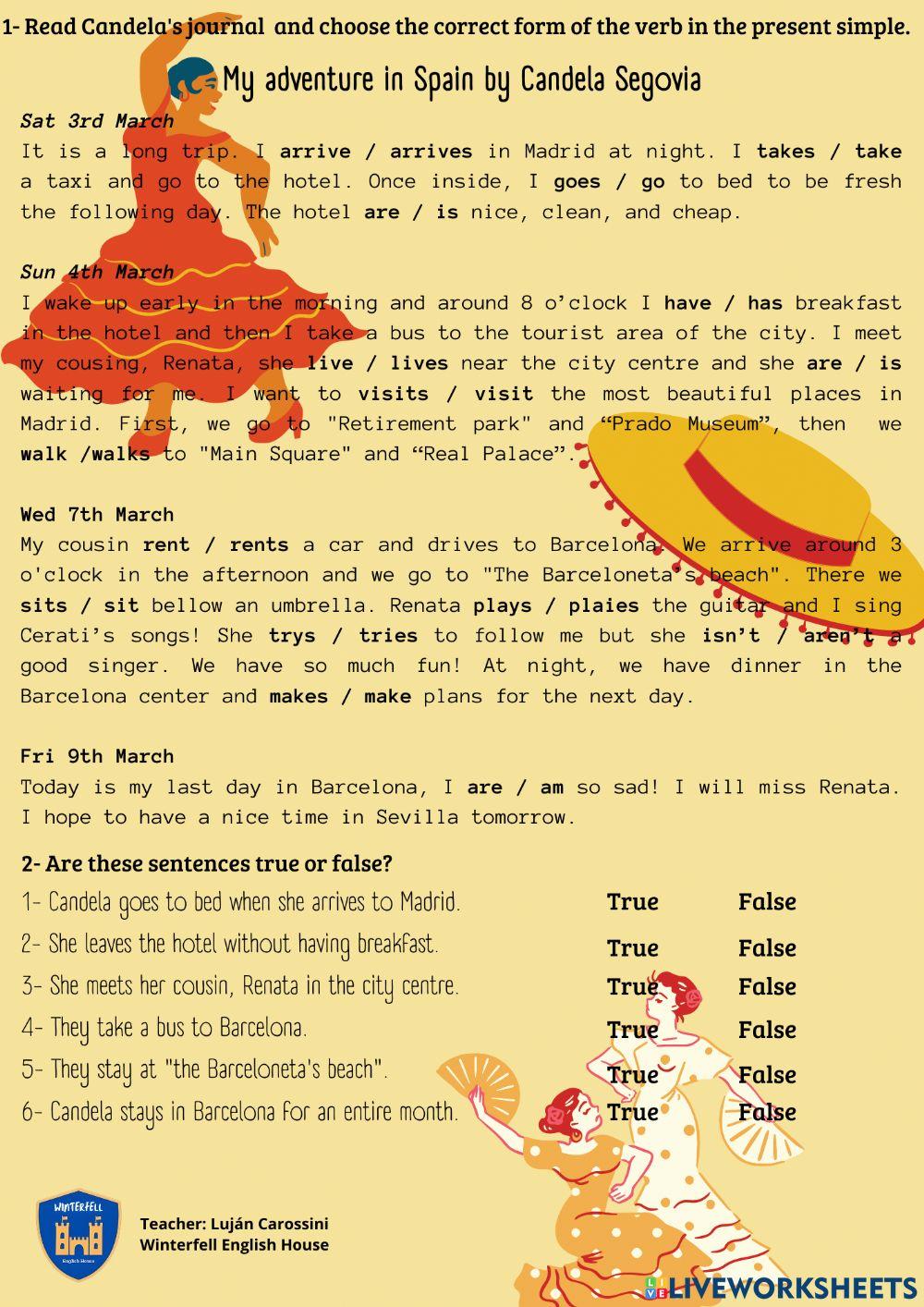 Travel journal: Present simple