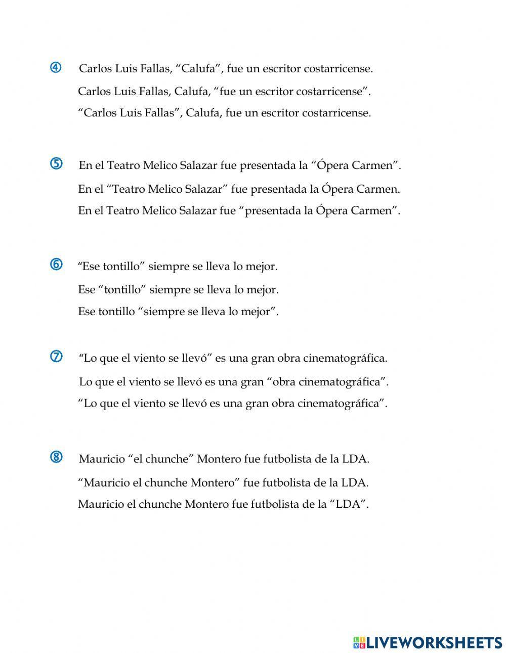 Uso de comillas y paréntesis