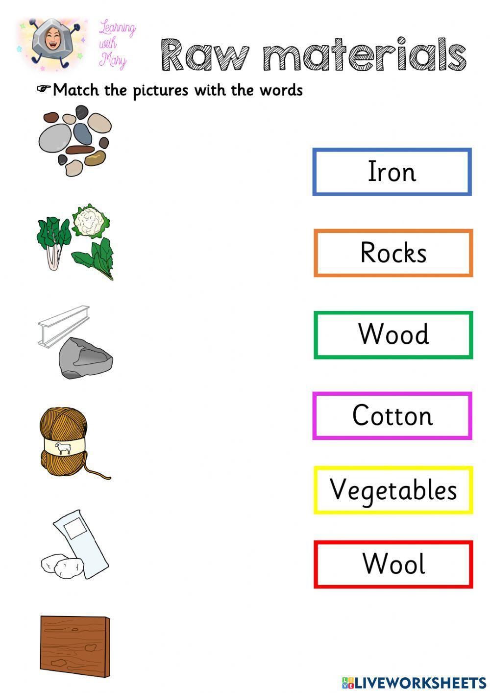 Raw Materials interactive worksheet Live Worksheets