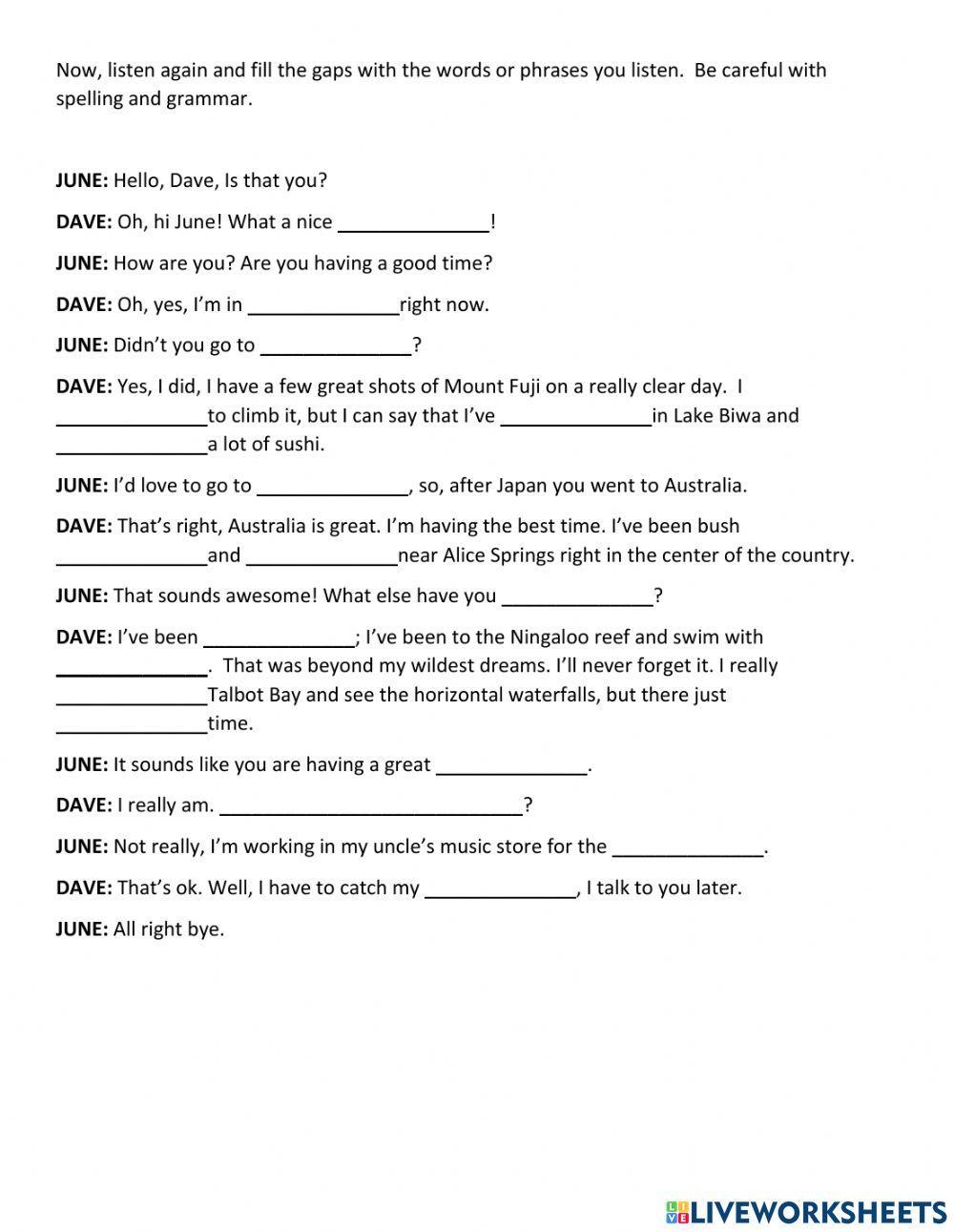 Listening: Perfect Vacations