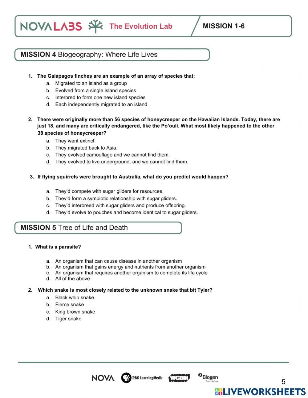 The Evolution Lab Quiz