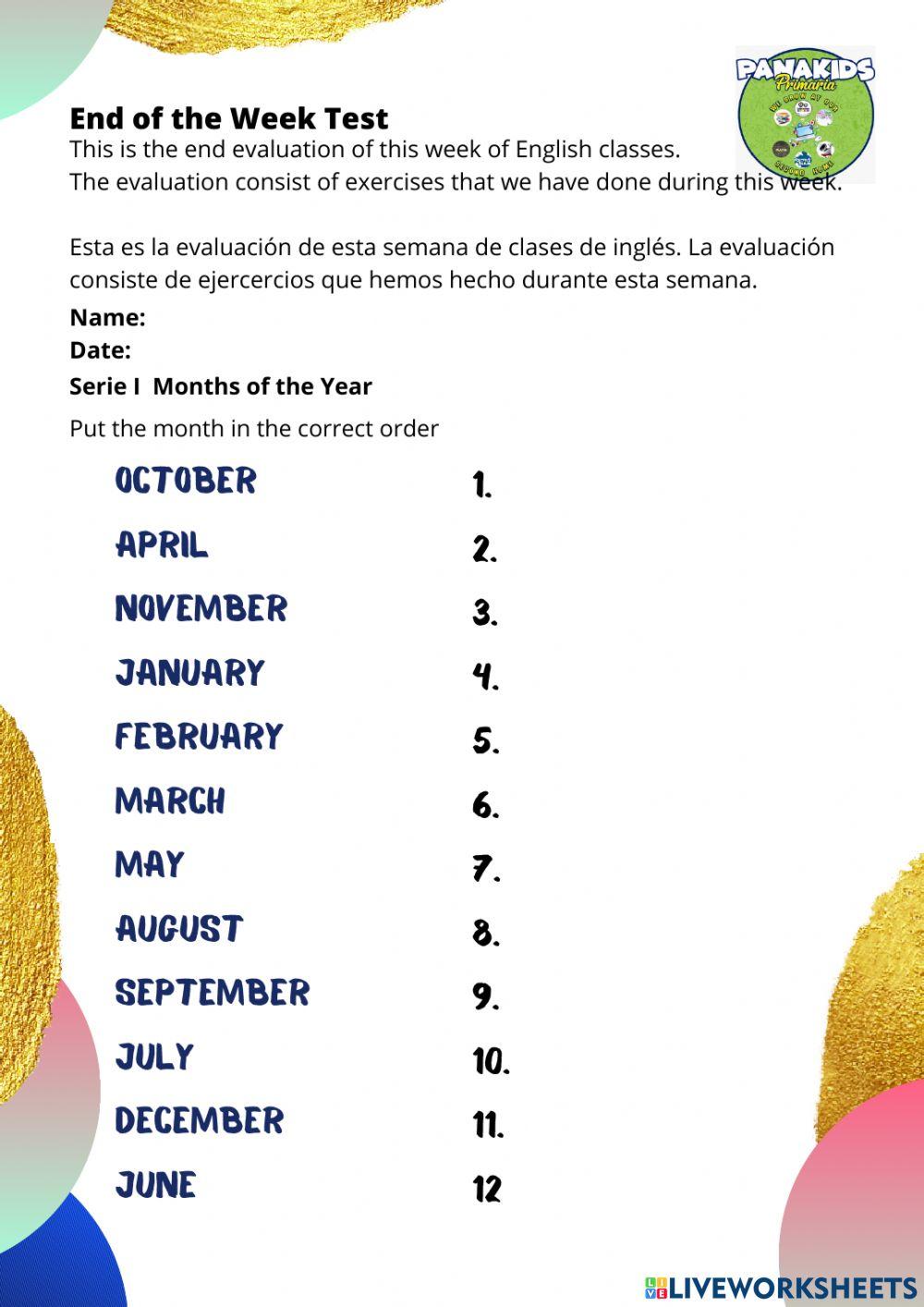 Months of the year