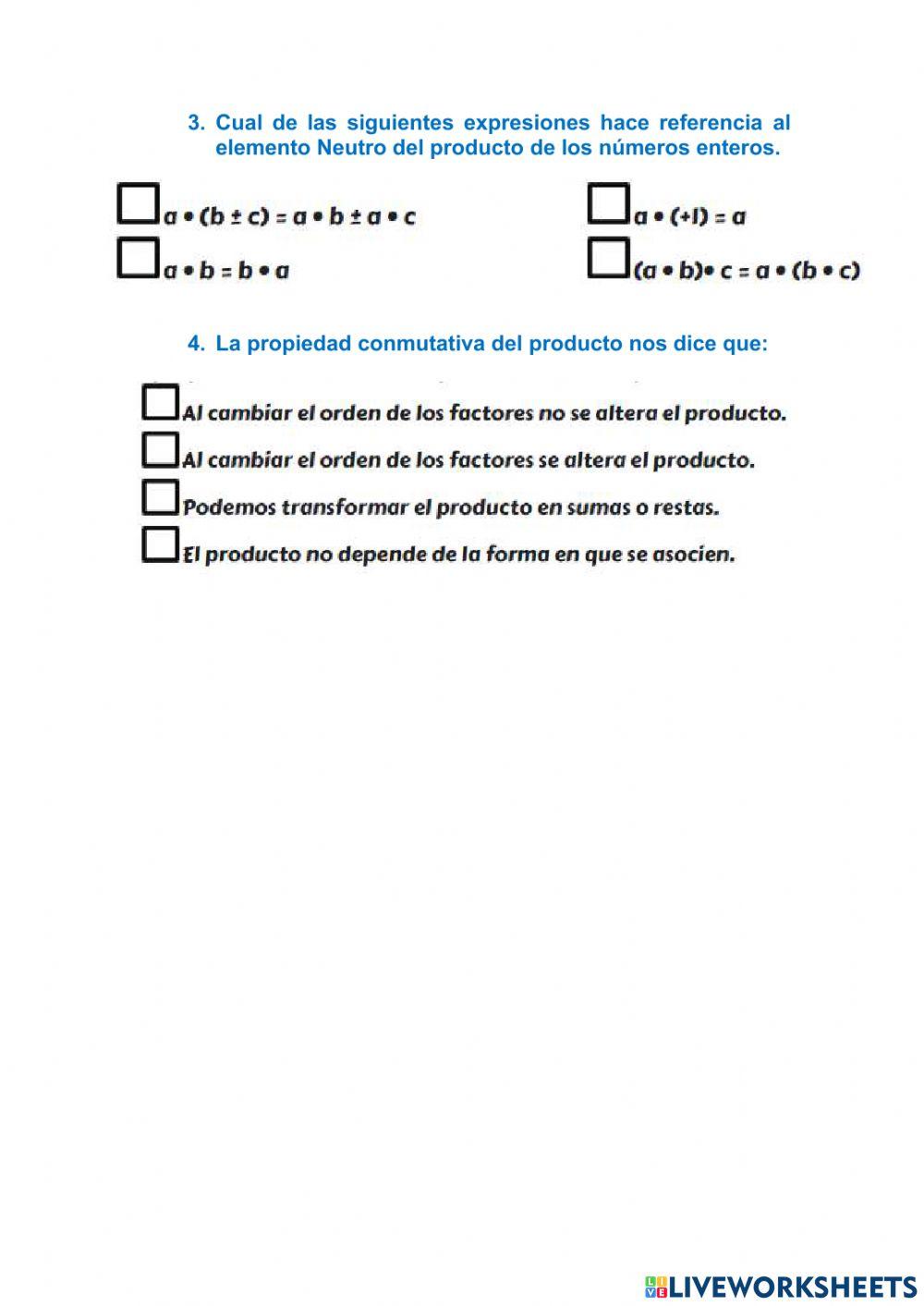 Propiedades de la multiplicación