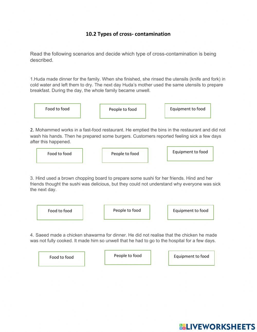 Types Of Cross contamination Online Exercise For Live Worksheets types-of-cross-contamination-online-exercise-for-live-worksheets