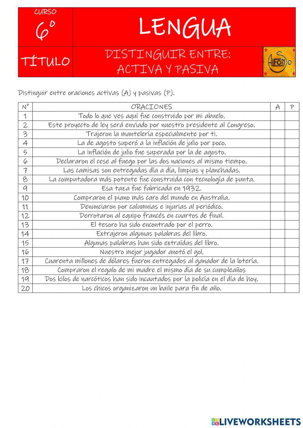 Activa y pasiva Activa y pasiva