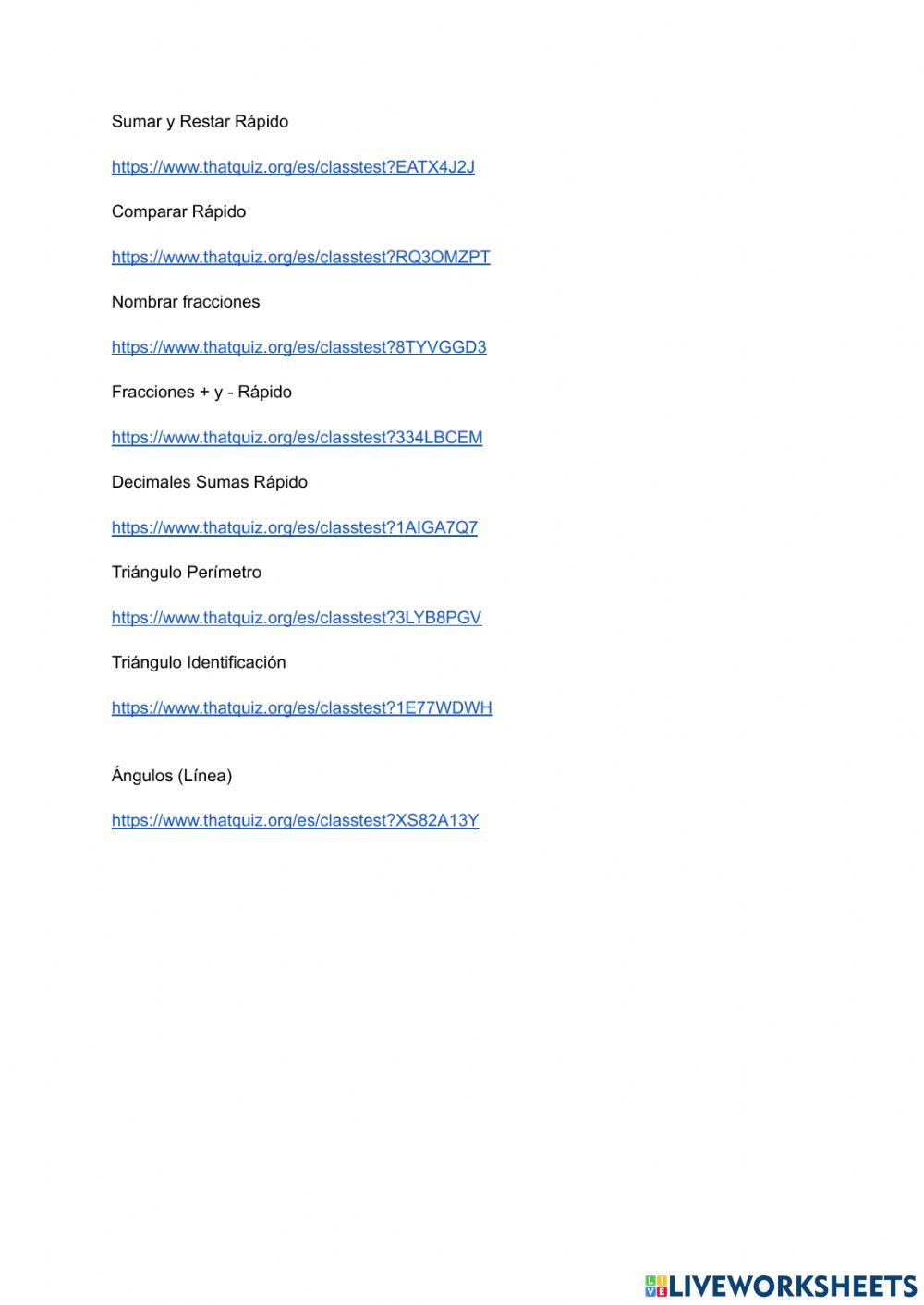 Cálculo mental That Quiz