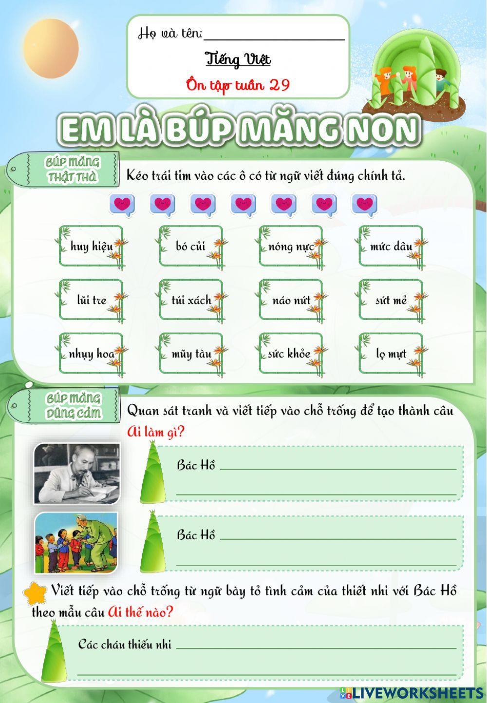 Lớp 2 - Tiếng việt - Tuần 29 - Đề 2