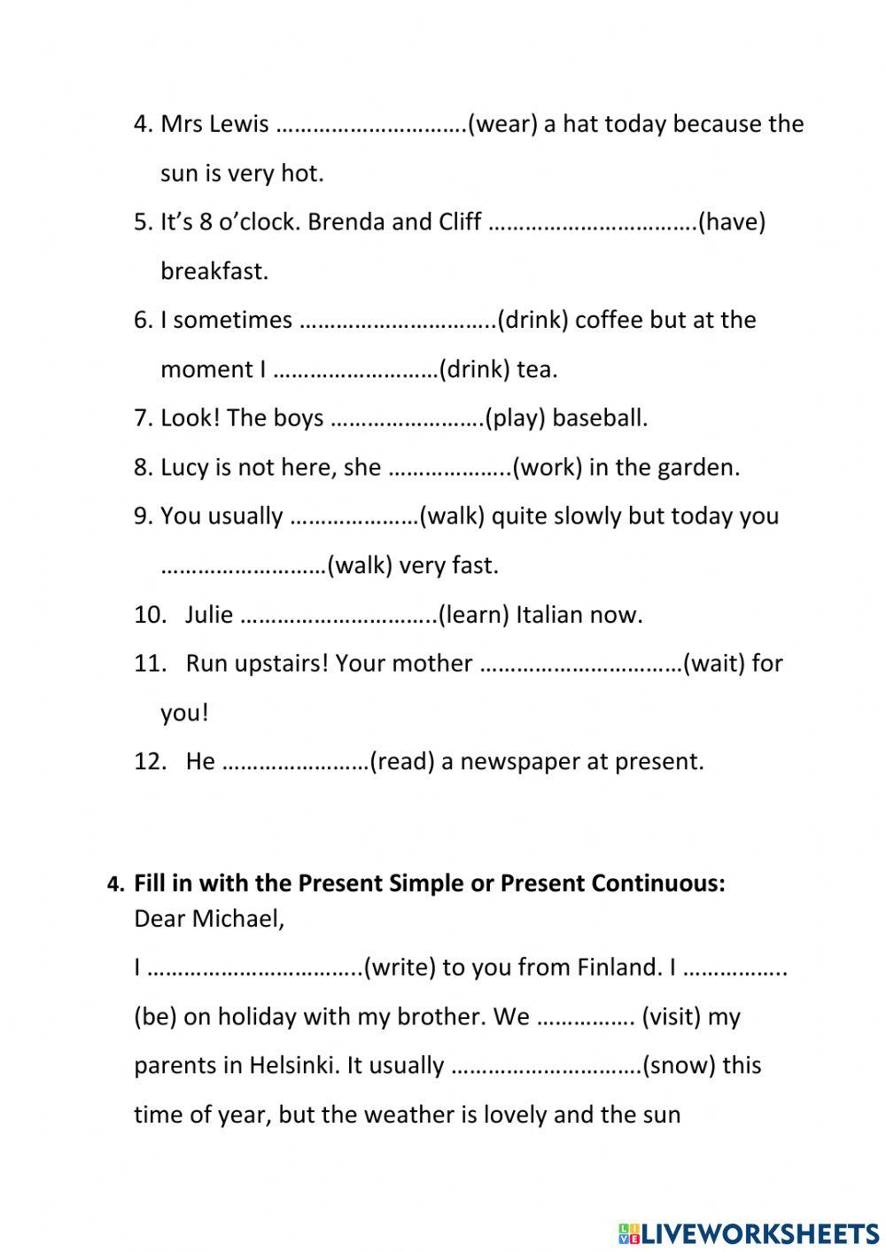 Present Simple, Present Continuous, Weather