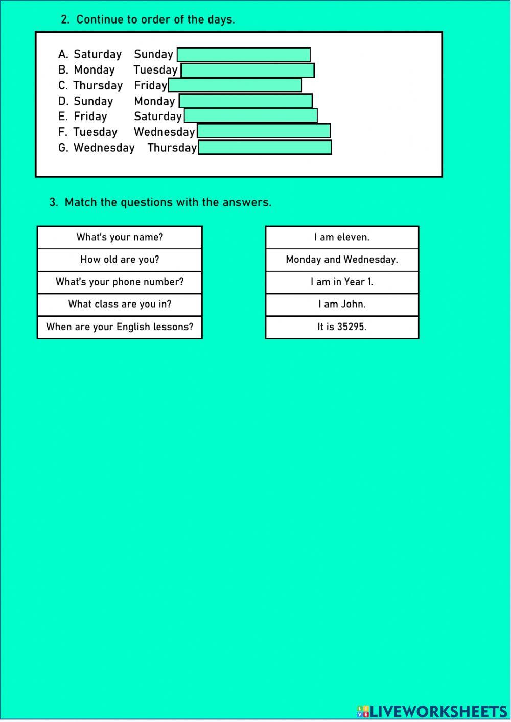 Year 1A - Unit 1 - Lesson 1