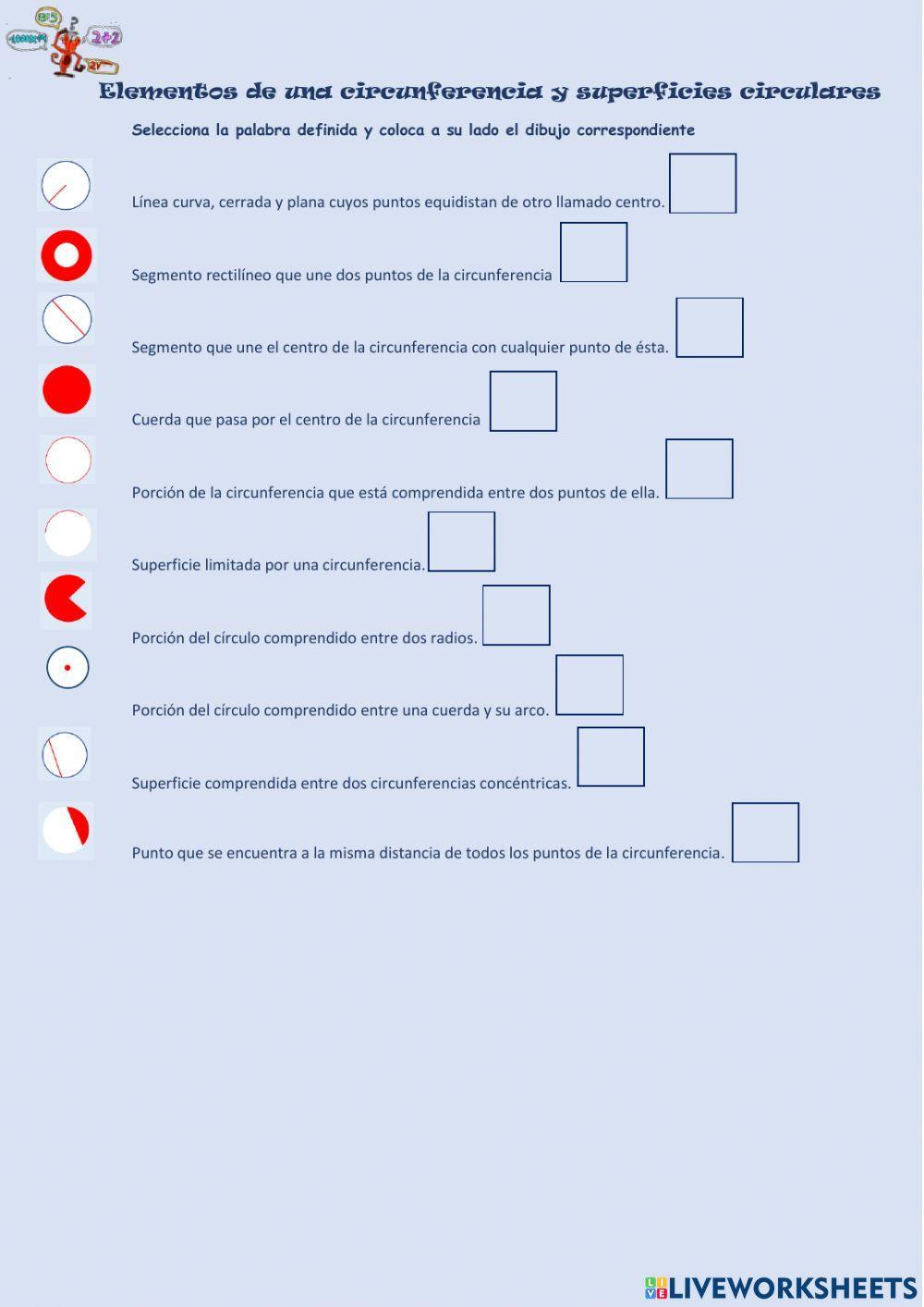 Elementos de la circunferencia y superficies circulares