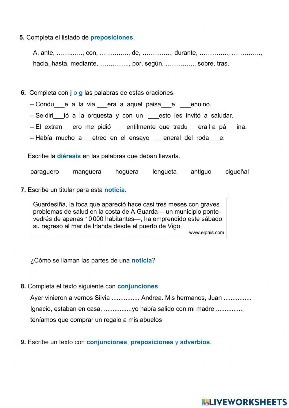 Examen t8 y 9 de castellano