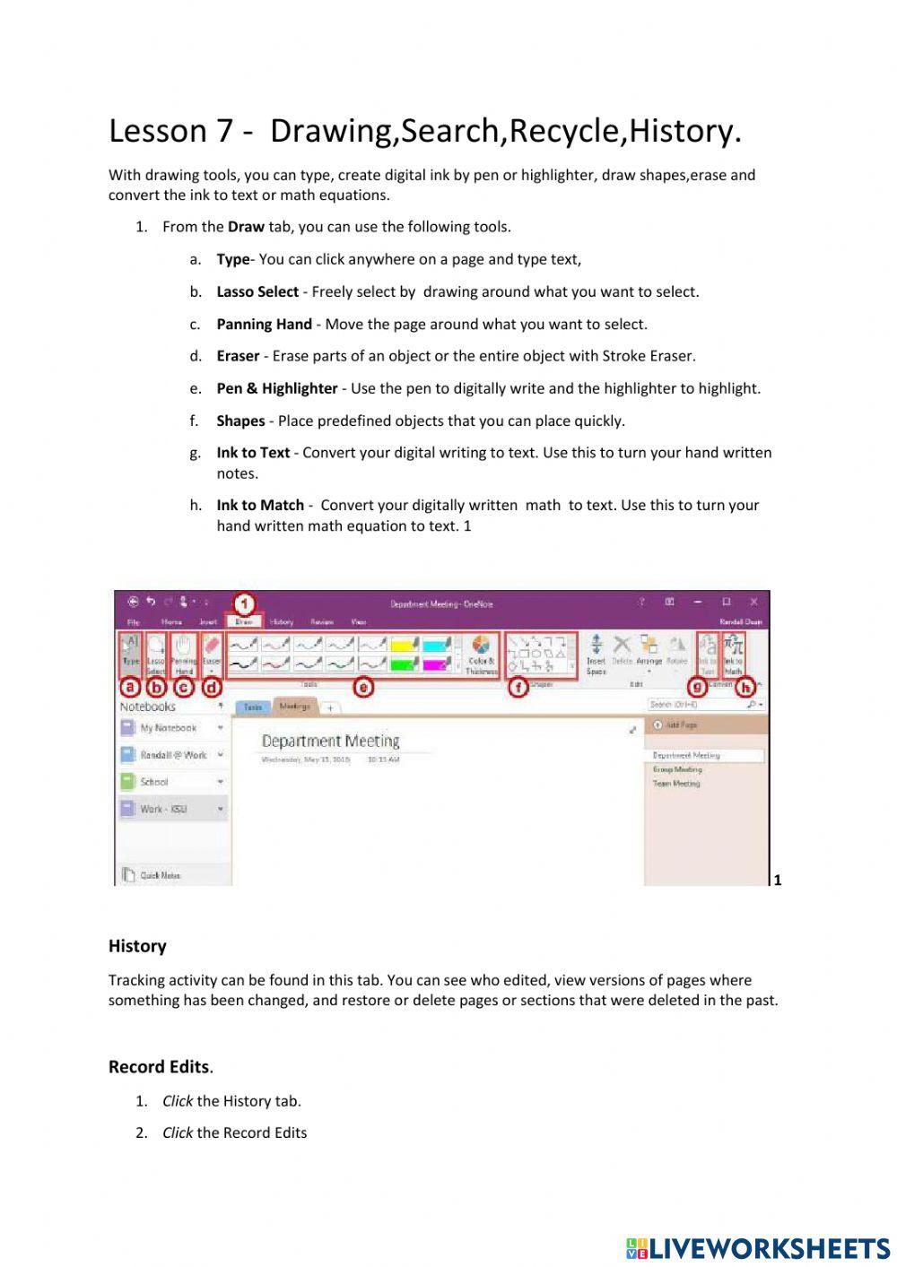Lesson 7 -  Drawing,Search,Recycle,History.