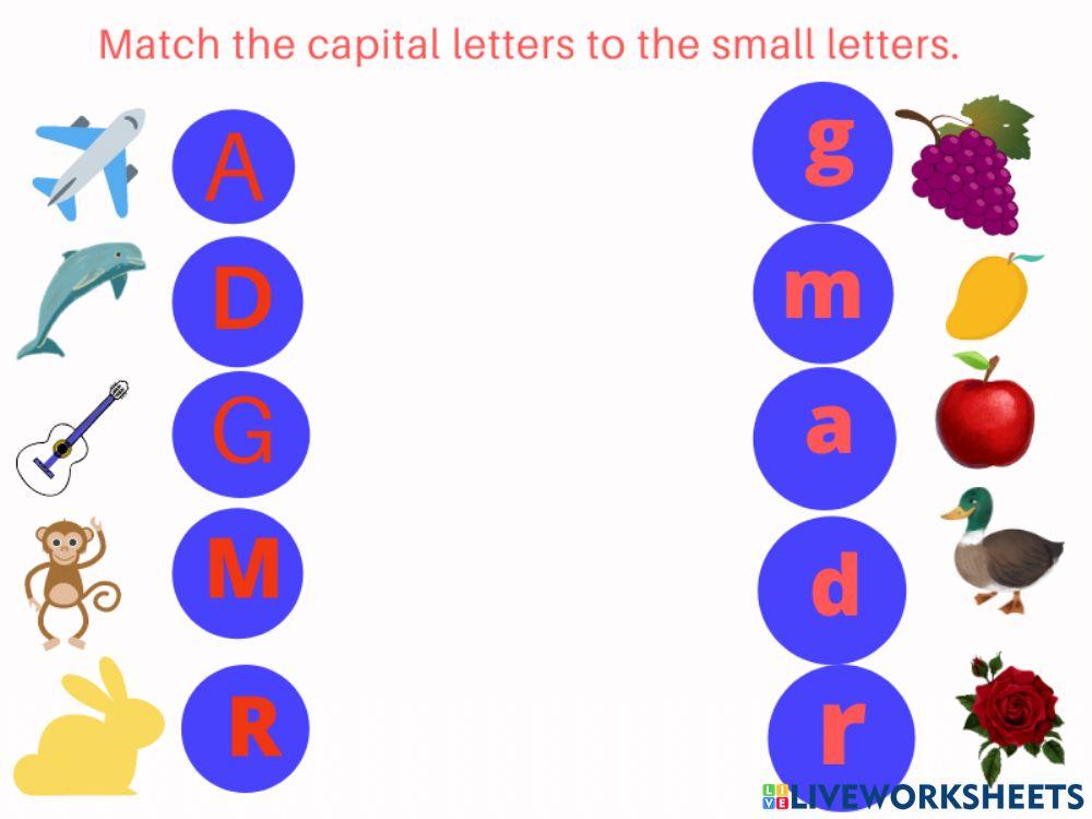 Match the capital letters to the small letters