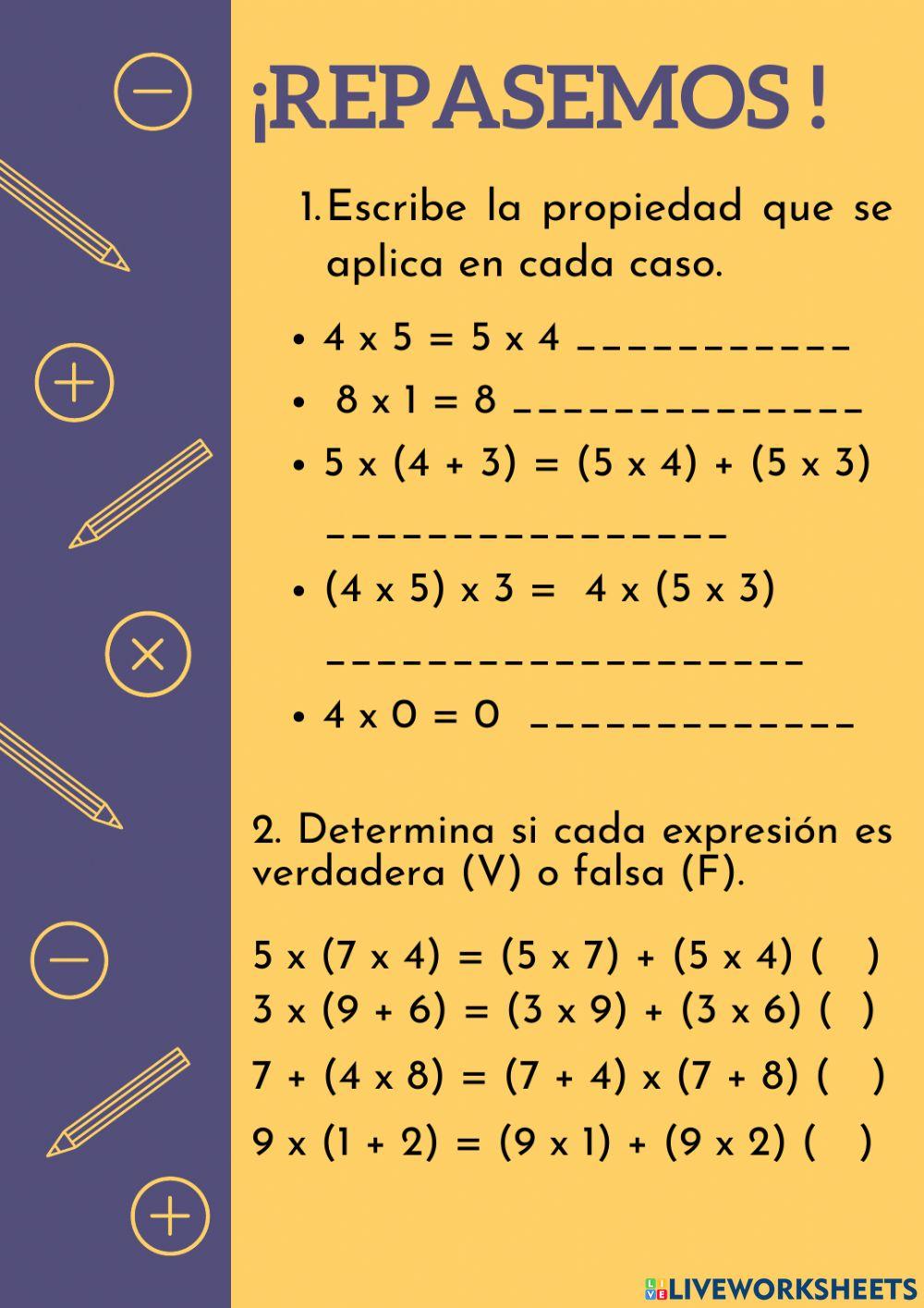 Propiedades de la multiplicación
