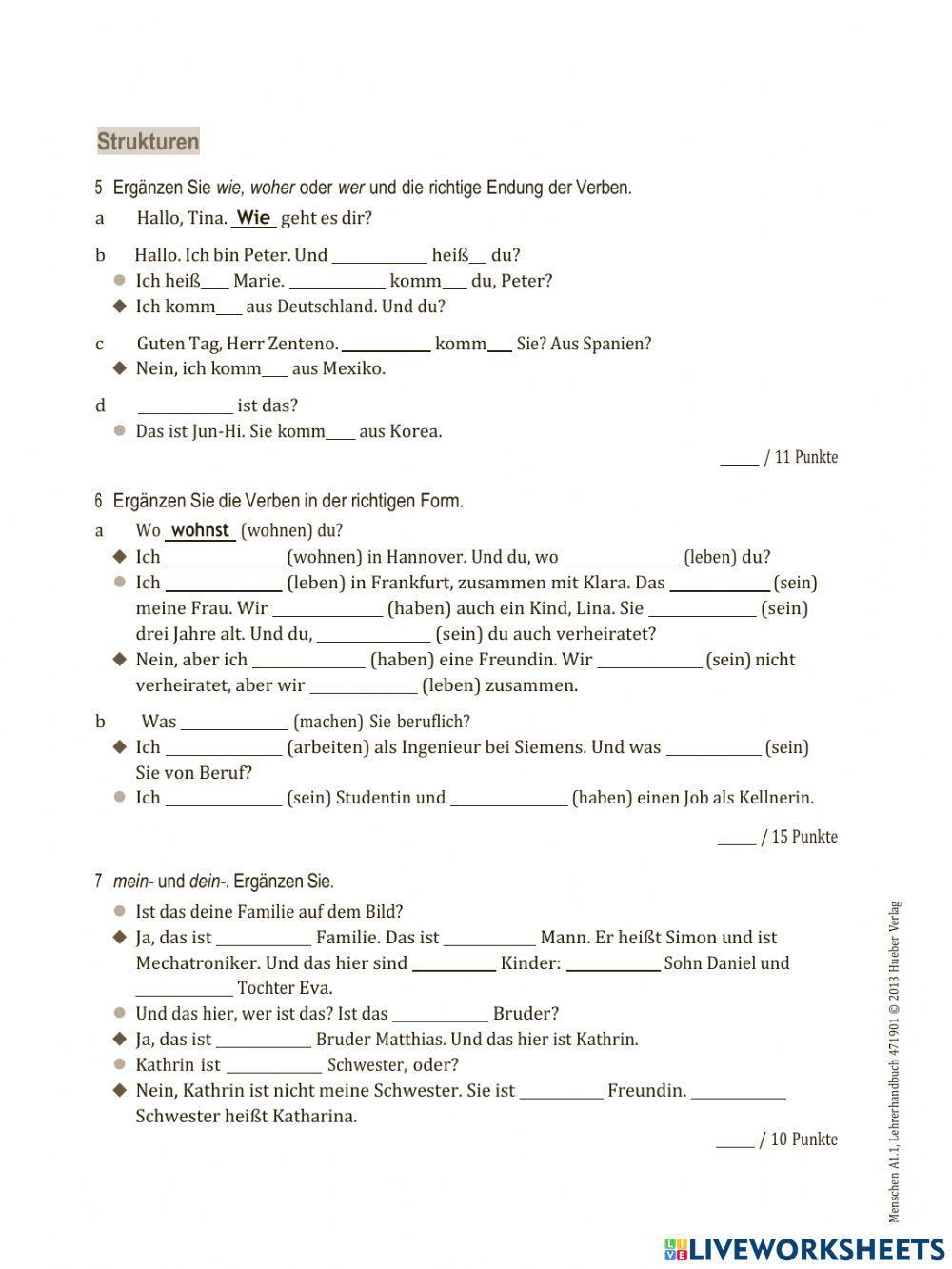 Menschen 1.1 Test zu Modul1