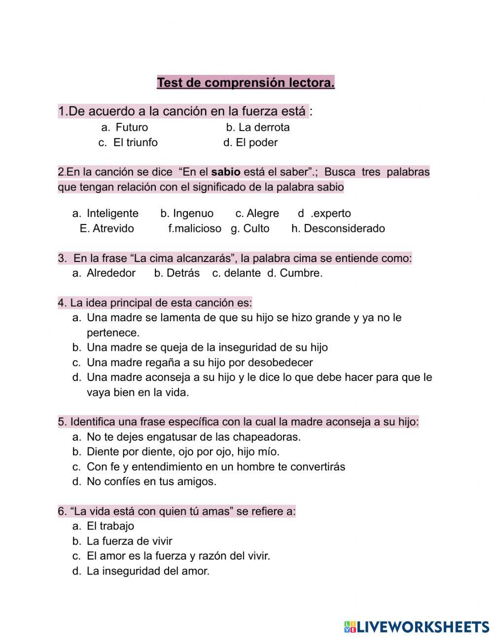 Tarzan y su madre adoptiva: Lectura y preguntas.