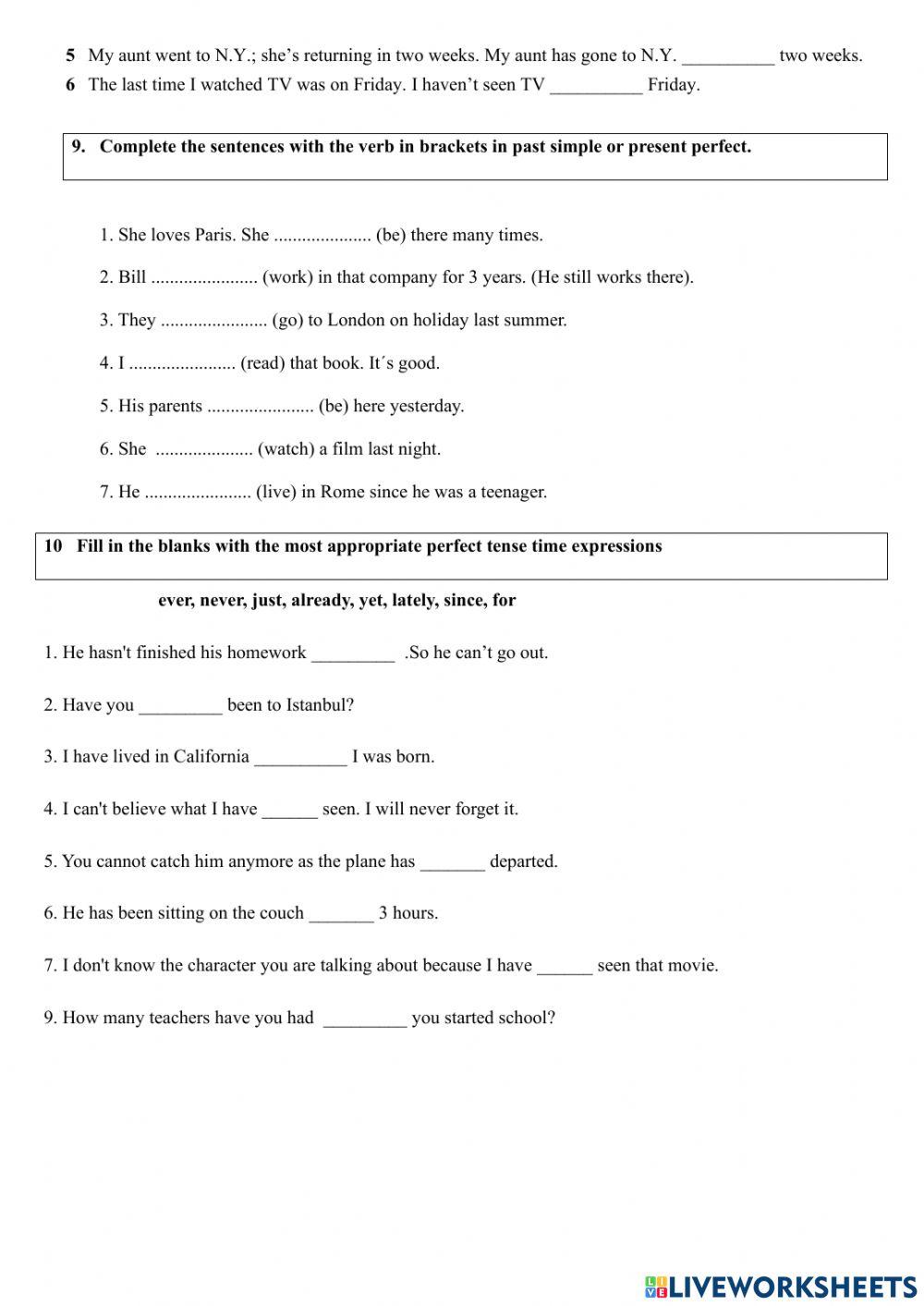 Exam Gram Vocab - Unit 6 2 ESO
