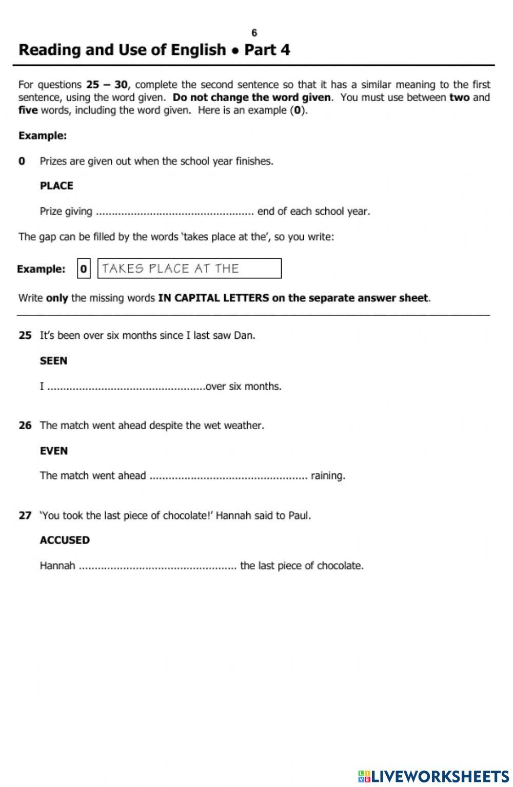 B2 Use of English Test June 22