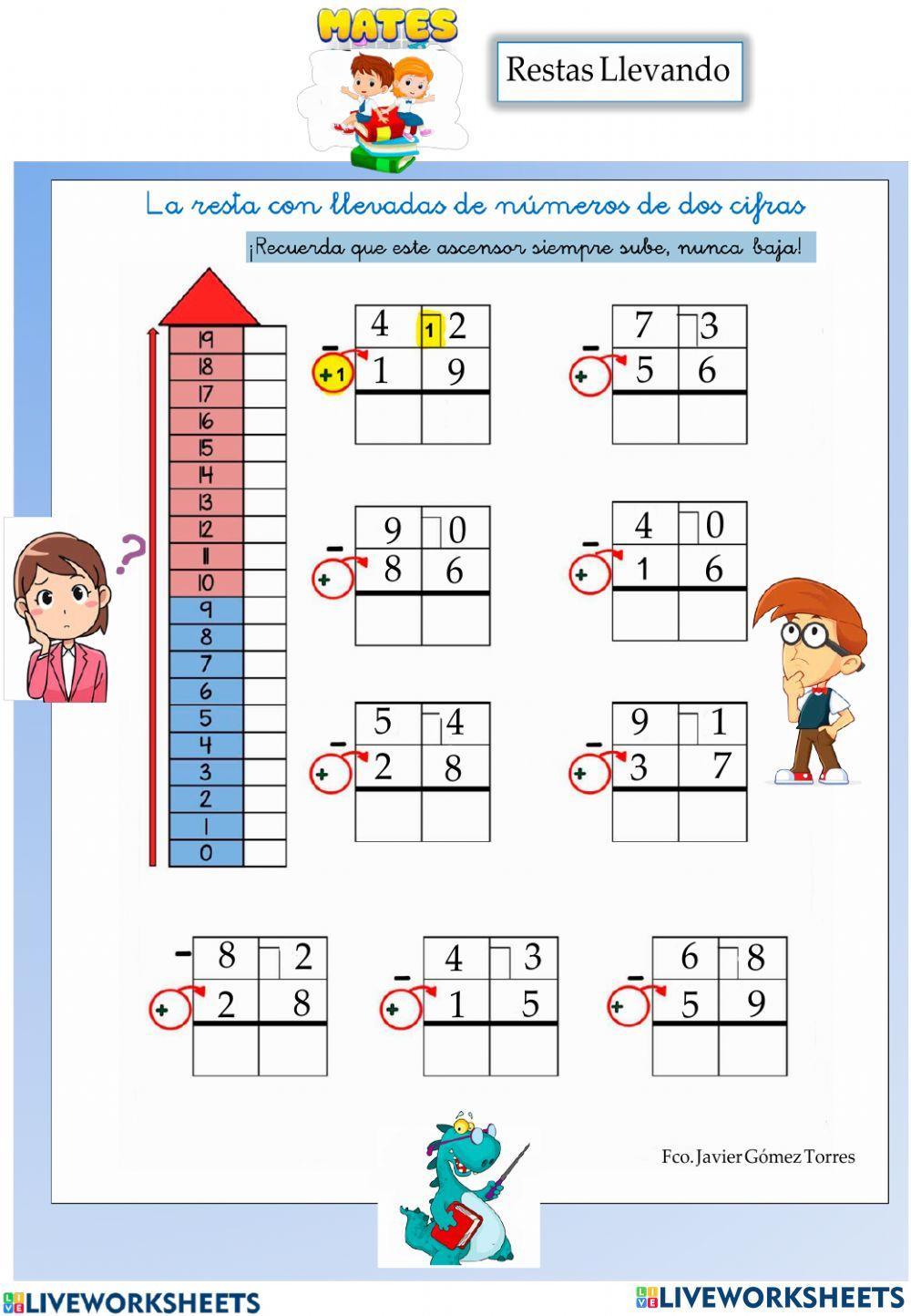 Restas con llevadas 2 cifras