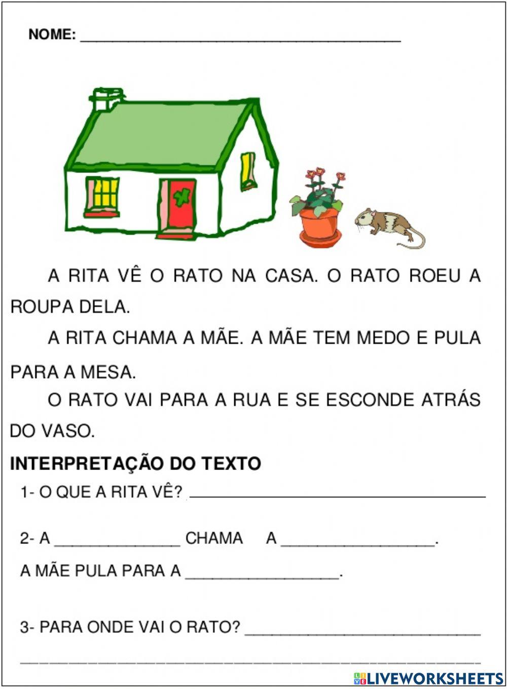Interpretação de texto - RITA VE O RATO
